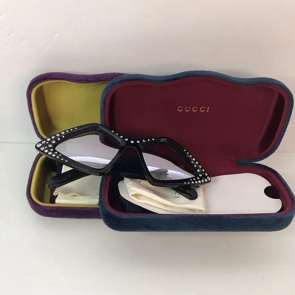 Gucci Hollywood 0496 Black Crystal Diamond Fashion Retro 